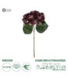 GloboStar® Artificial Garden DARK RED HYDRANGEA BRANCH 21180 Τεχνητό Διακοσμητικό Κλαδί Ορτανσίας Βαθύ Κόκκινο  Y47cm